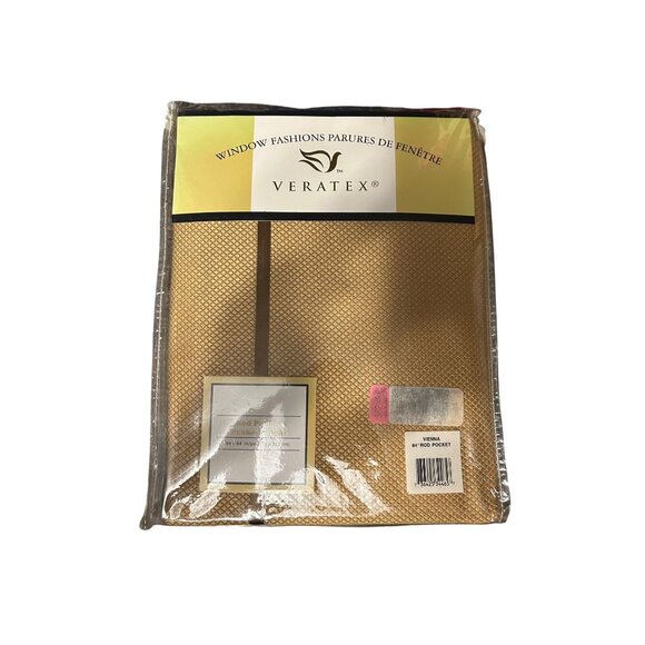 Veratex Vienna 84" Rod Pocket Curtain Panel Gold Diamond Texture Polyester - Picture 1 of 5